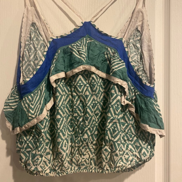 Free People - brand new beautiful top - green and blue - size x-small - Picture 7 of 10